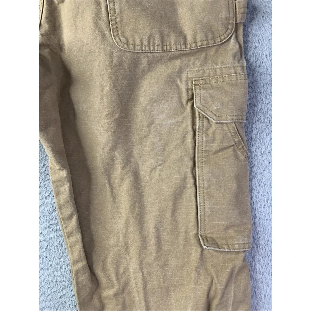 Wrangler Work Cargo Duck Canvas Pants Men's 34x30 Khaki Utility Double Knee